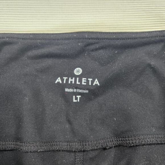 Athleta Mid Rise Vegan Gleam Tight 2.0 Faux Black Leather Leggings Size Large T - Picture 2 of 7